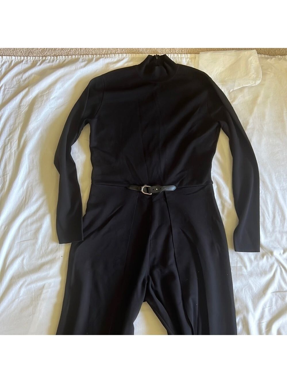 Ralph Lauren Purple Label Wool Jumpsuit Leather Buckle Womens 10